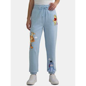 Winnie the Pooh Women’s Embroidered Graphic Joggers, Size XXS (00), Relaxed Fit